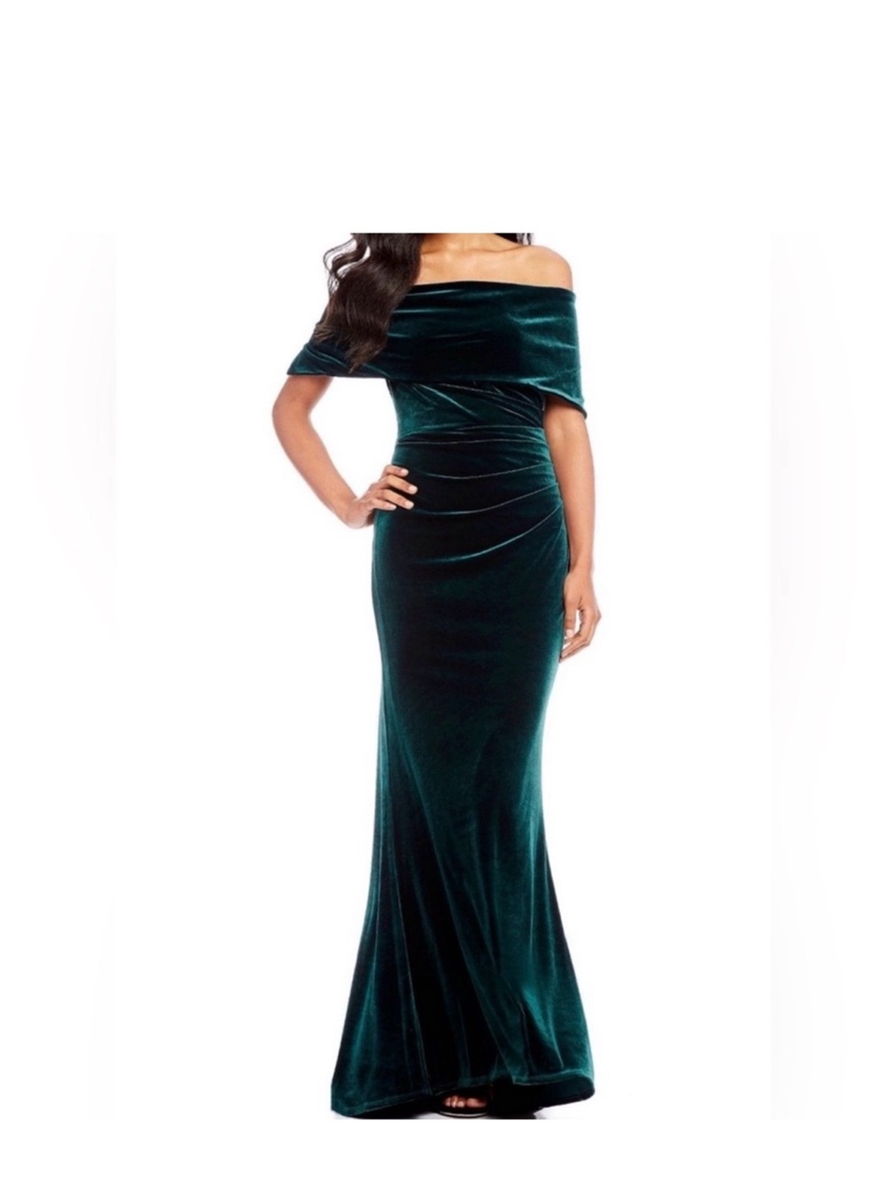 Vince Camuto Emerald One-Shoulder Velvet Gown